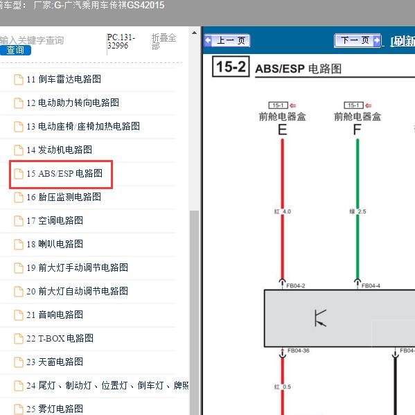 2015年广汽乘用车-传祺GS4 ABS电路图