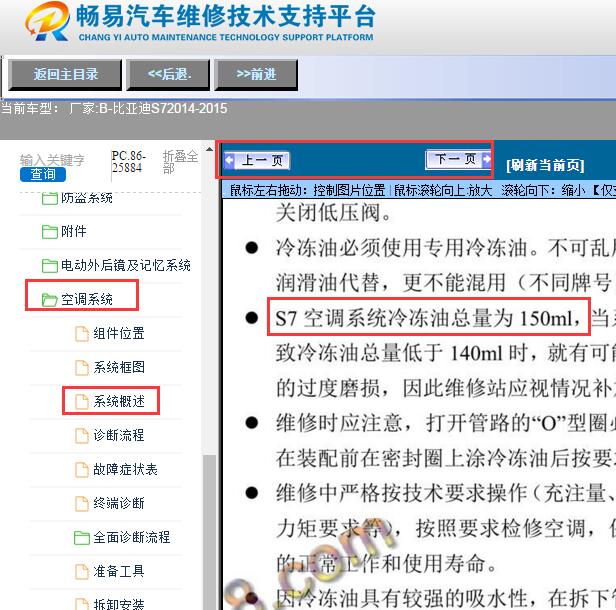 2014-2015年比亚迪S7空调制冷剂加注量
