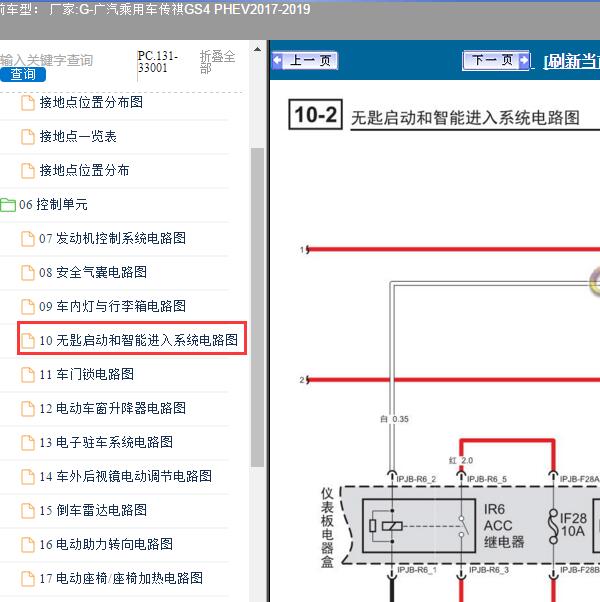 2017-2019年广汽乘用车-传祺GS4 PHEV PEPS电路图