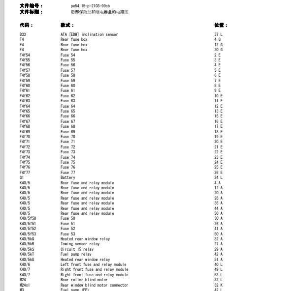2004年奔驰S280保险丝电路图