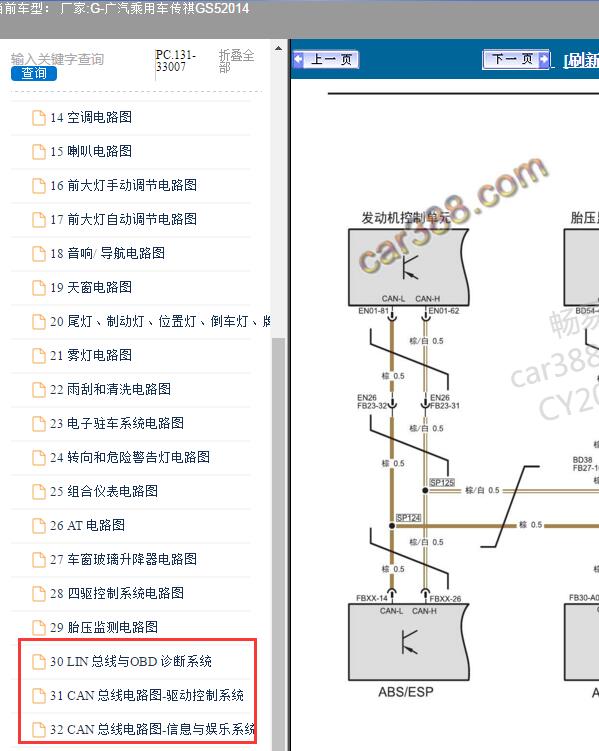 2014年广汽乘用车-传祺GS5 通讯电路图