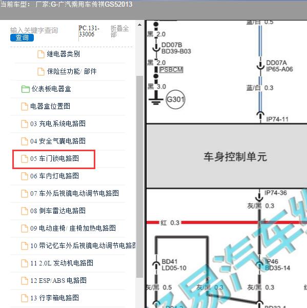 2013年广汽乘用车-传祺GS5 车身电路图