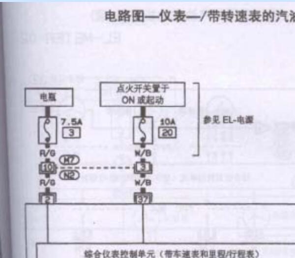 07年日产锐骐仪表电路图