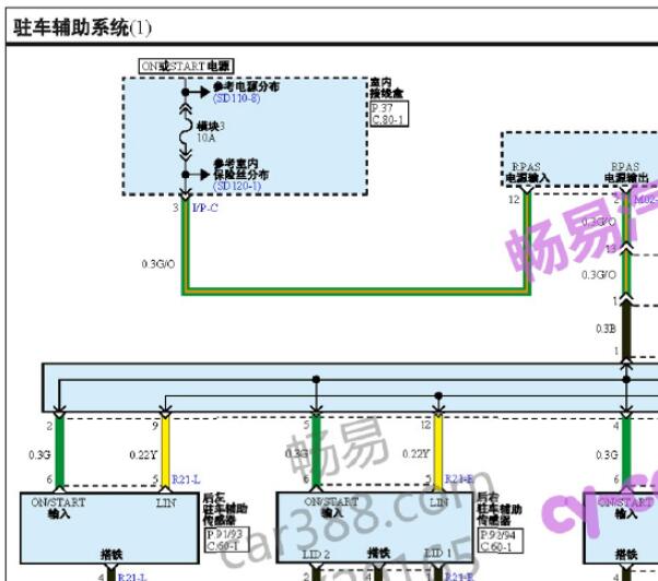 18年起亚K2倒车雷达电路图