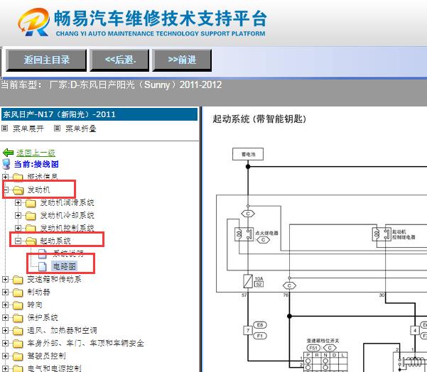 2011-2012年东风日产阳光起动机电路图