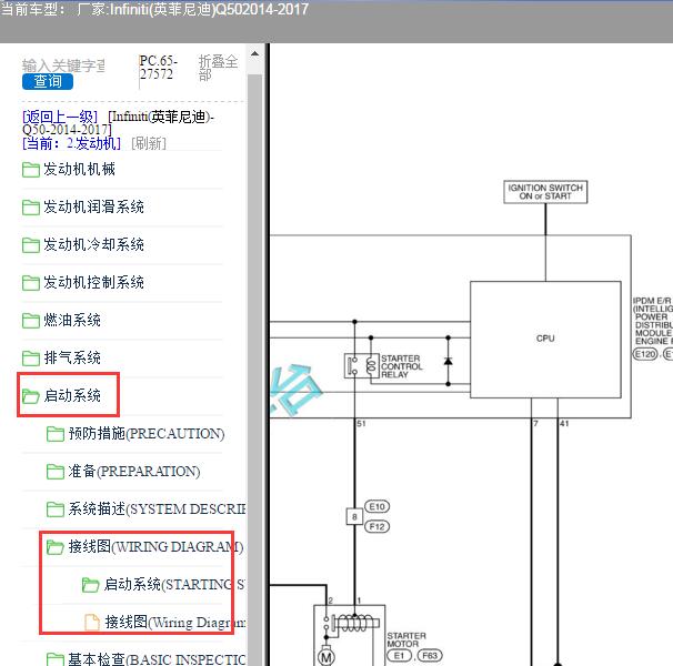 2016年英菲尼迪Q50启动电路图