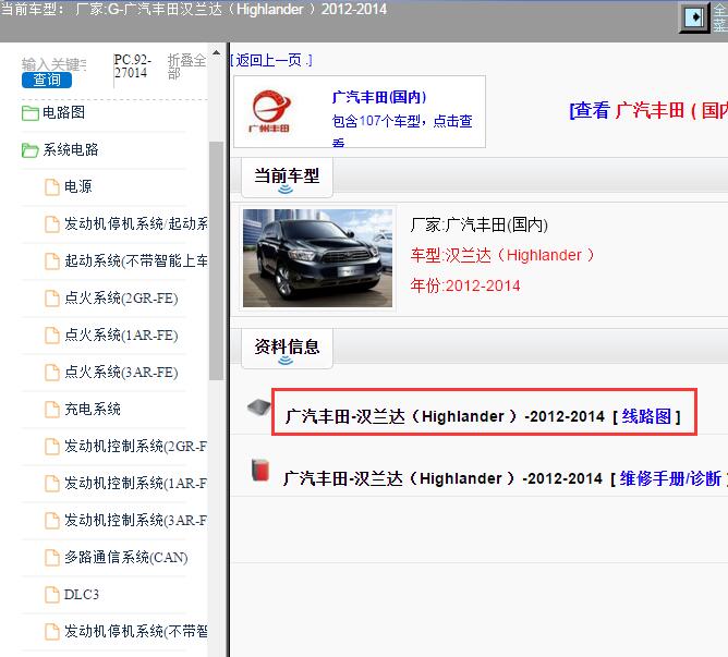 2012-2014年丰田汉兰达电路图