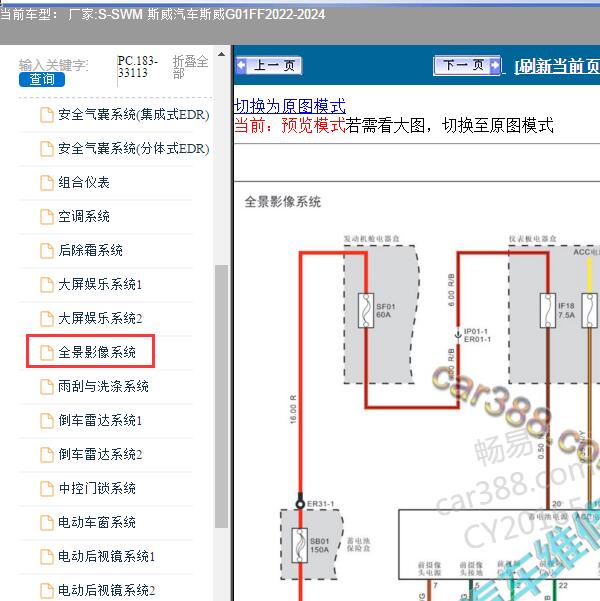 2022-2024年SWM 斯威汽车-斯威G01FF 全景影像电路图
