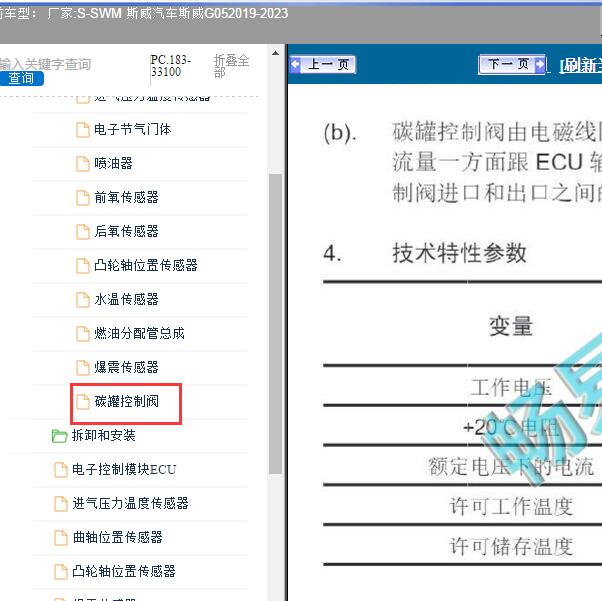 2019-2023年SWM 斯威汽车-斯威G05 碳罐电磁阀阻值