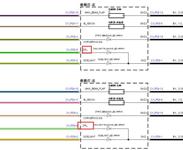 2014年路虎揽胜日间行车灯电路图
