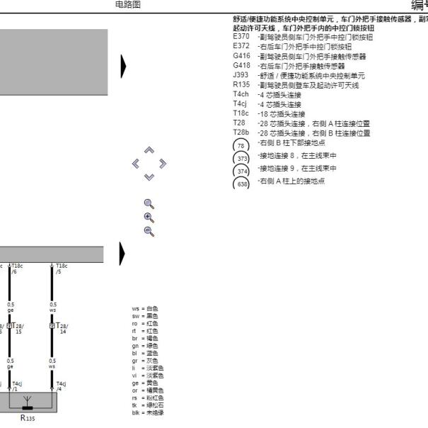 2009年大众R36无钥匙进入系统电路图
