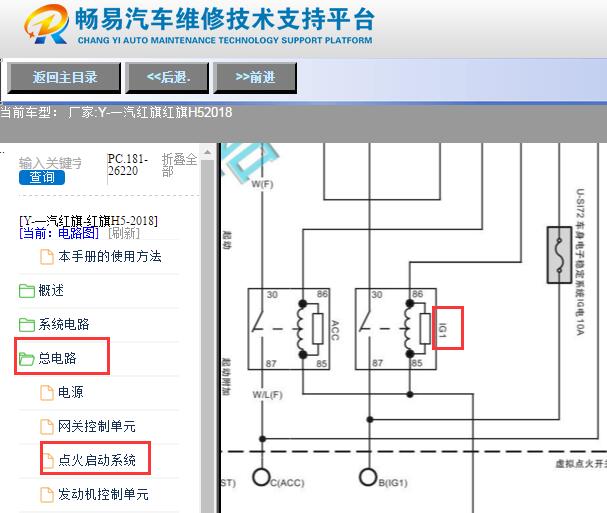 2018年一汽红旗H5 IG继电器电路图