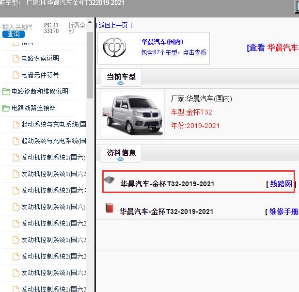 2019-2021年华晨汽车-金杯T32 电路图