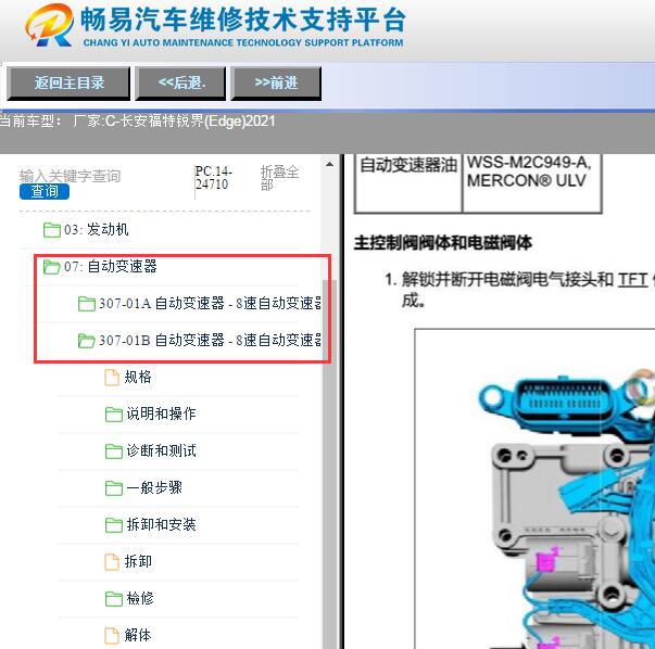 2021年福特锐界变速箱维修手册