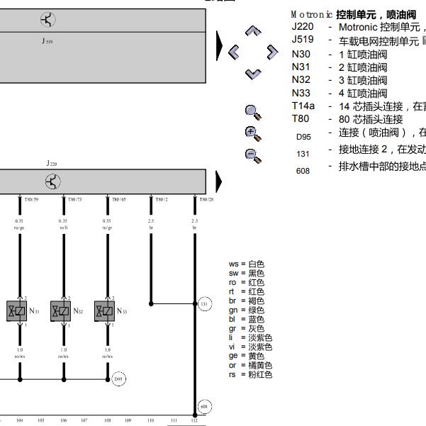 2006年大众速腾BJZ发动机喷油嘴电路图.
