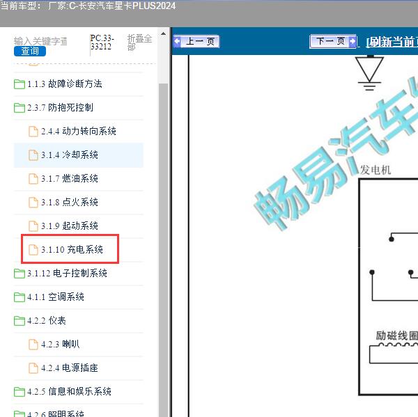2024年长安汽车-星卡PLUS 充电系统电路图