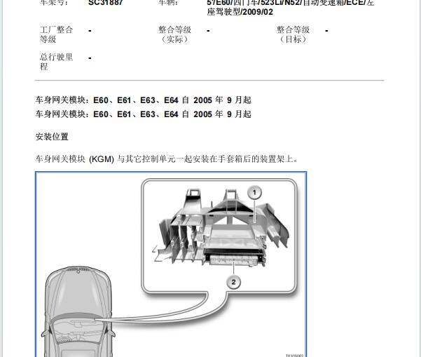 2009宝马523Li年集成供电模块位置