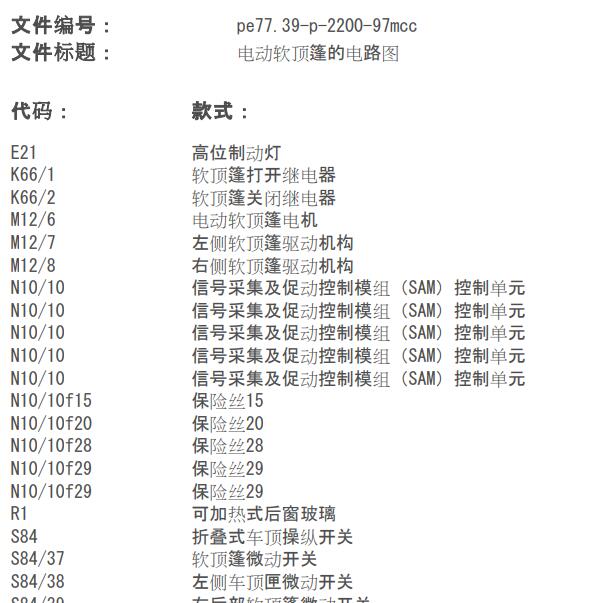 2013年奔驰SMART(进口) FORTWO敞篷电路图.