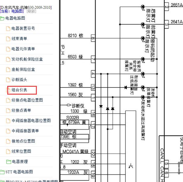 2009-2010年东风风扇S30仪表电路图