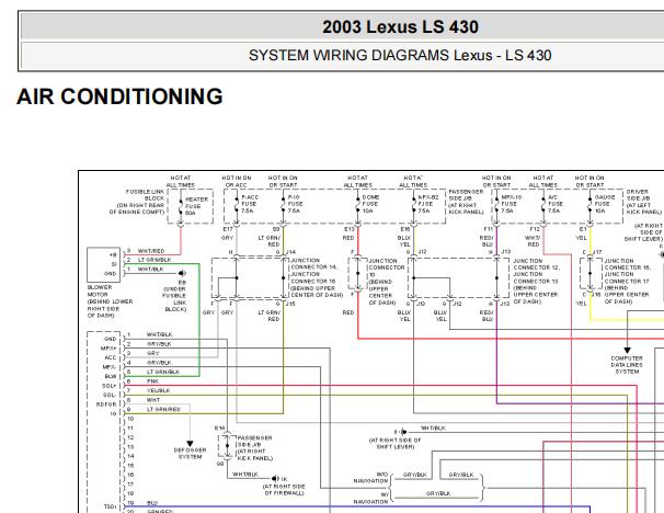2003年雷克萨斯LS430空调电路图