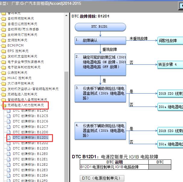 2014-2015年本田雅阁B12D1故障码资料