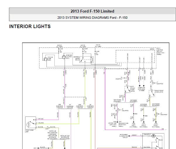 2013年福特猛禽F150灯光电路图