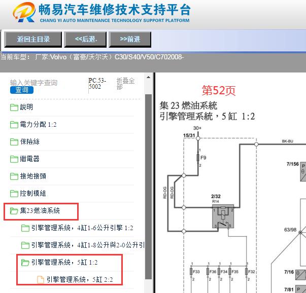 2008年沃尔沃S40发动机电路图资料