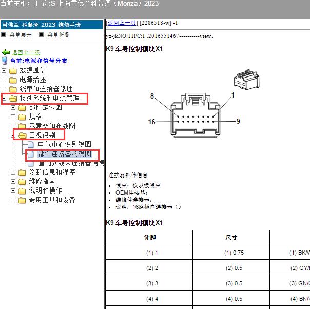2023年雪佛兰科鲁泽BCM针脚定义