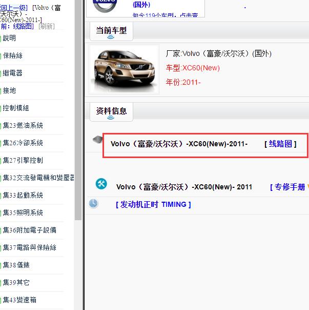2011年沃尔沃XC60全车电路图.