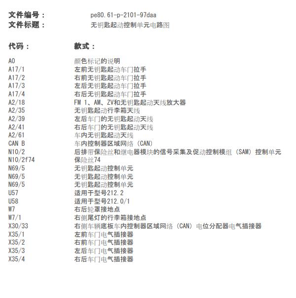2016年奔驰E260 智能遥控电路图