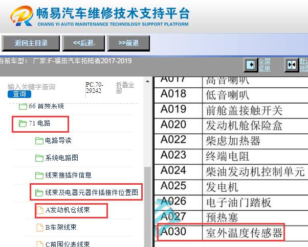 2017-2019年福田拓陆者室外温度传感器位置资料