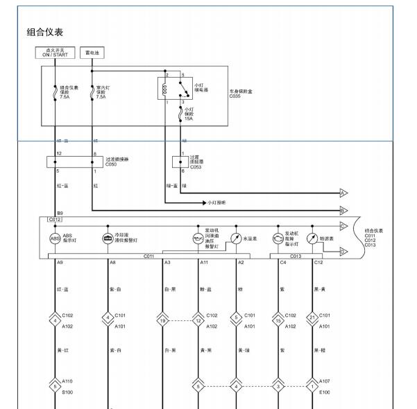 2012年福田风景快运仪表电路图