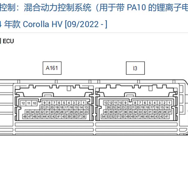 2024年丰田卡罗拉混动ECU针脚资料