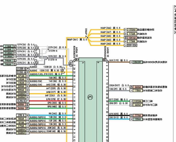 2020年东风风光E1车身电脑动力电池等元件电路图