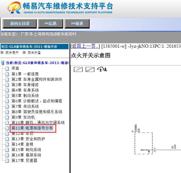 2011年别克GL8点火开关电路图