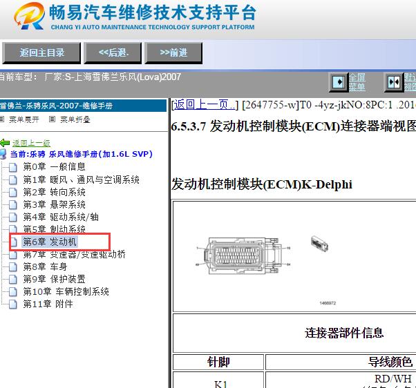 2007年雪佛兰乐风发动机电脑针脚资料