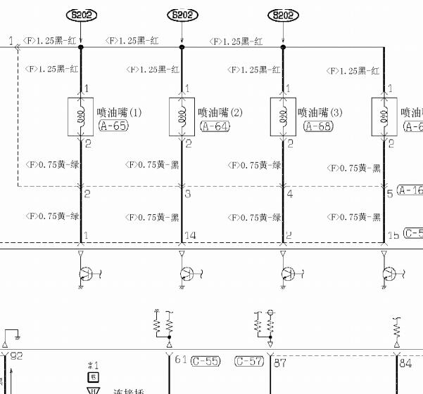 2004年三菱欧蓝德4G64S4M  发动机喷油嘴电路图