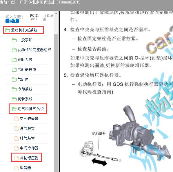 2015年现代途胜涡轮增压器维修手册
