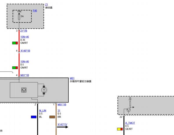 2012年宝马523Li 百叶窗和水泵的电路图