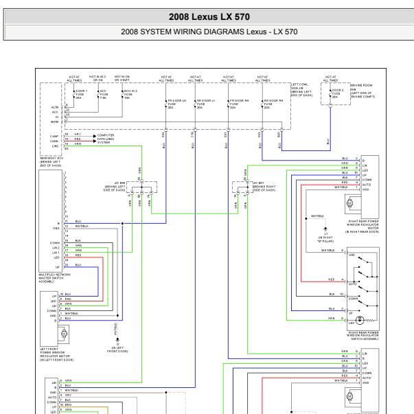 2008年雷克萨斯LX570玻璃升降电路图