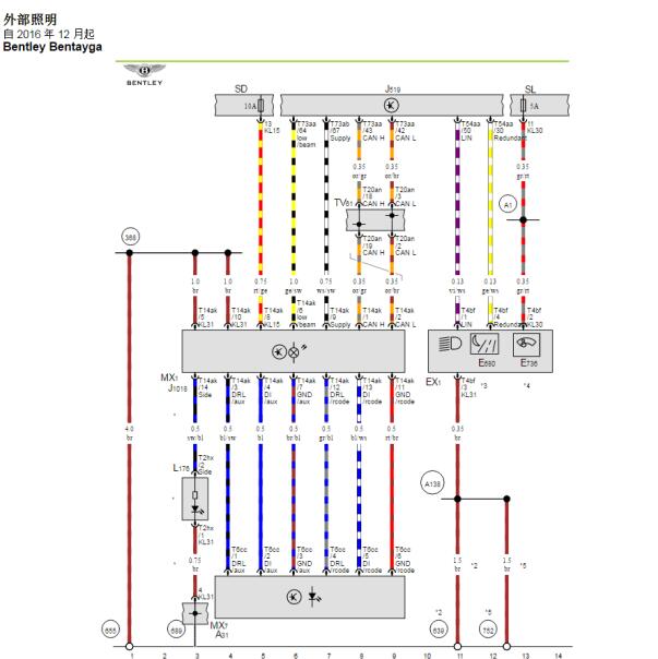 2018年宾利添越大灯电路图