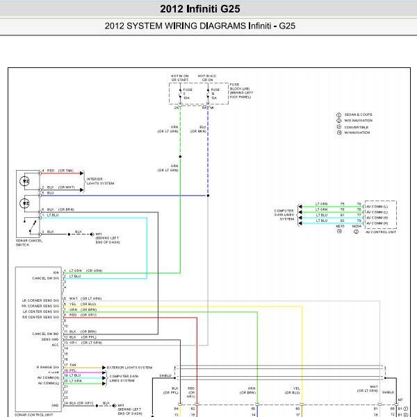 2012年英菲尼迪G25倒车雷达电路图