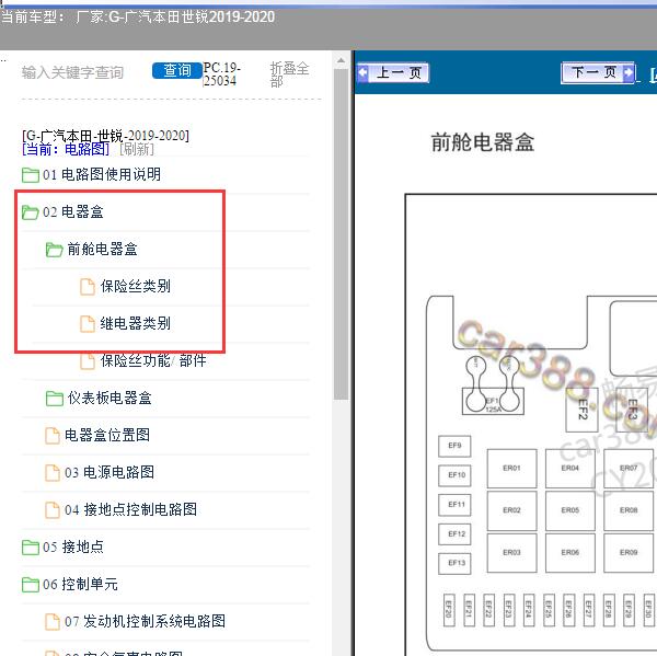 2019年广汽本田-世锐 保险继电器资料
