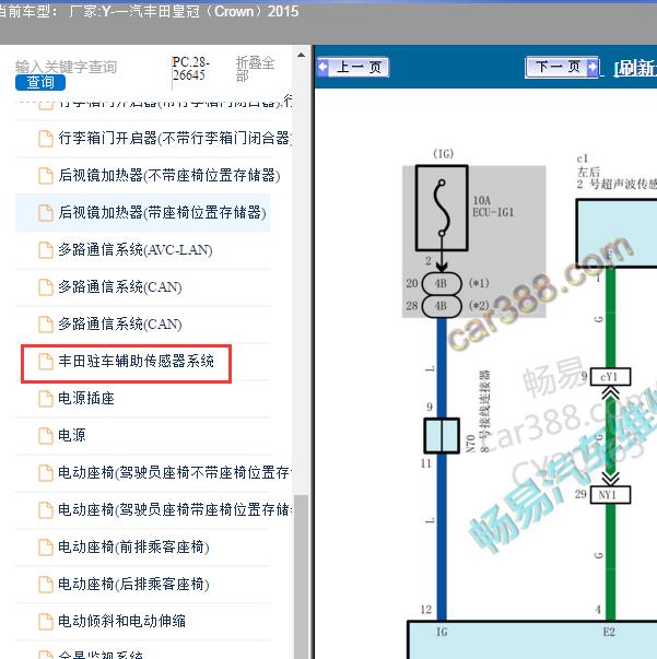 2015年一汽丰田-皇冠 驻车辅助电路图