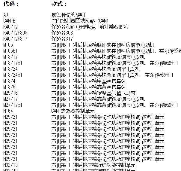 2018年奔驰V260中间座椅电路图