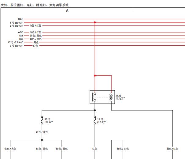 2011年广汽本田理S1灯光电路图资料