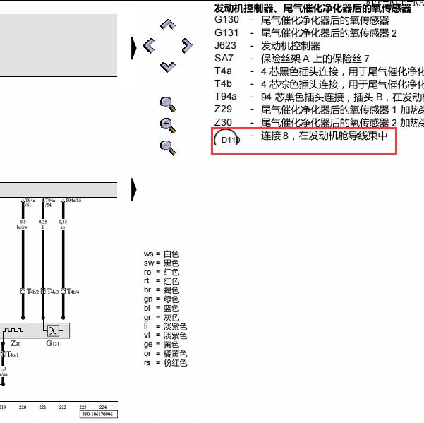 2007年奥迪A6L 发动机舱D110插头位置