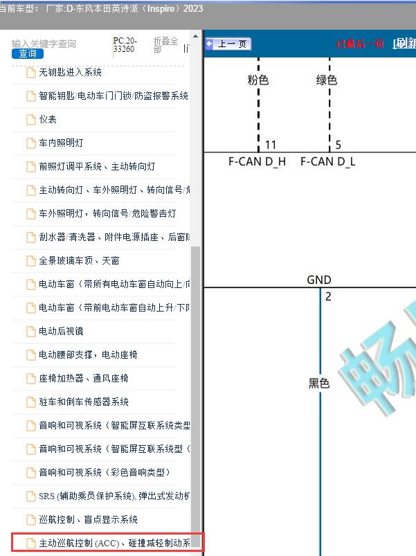 2023年东风本田-英诗派 驾驶辅助电路图