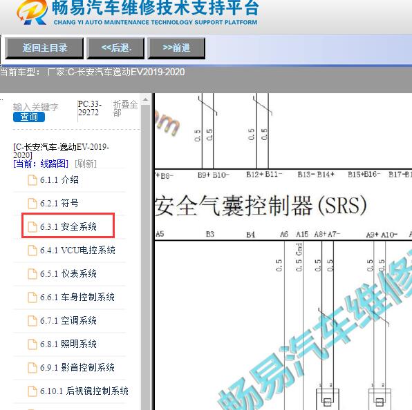 2019年长安汽车逸动EV气囊电路图