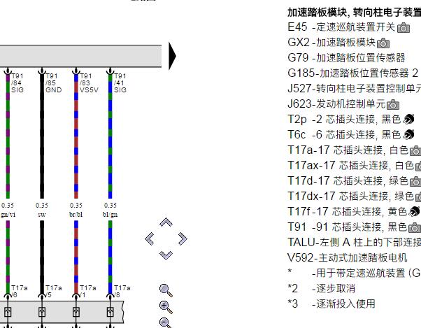 2019年奥迪A6发动机电路图和针脚资料